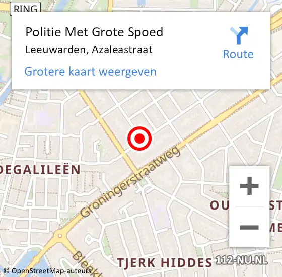 Locatie op kaart van de 112 melding: Politie Met Grote Spoed Naar Leeuwarden, Azaleastraat op 4 juni 2021 11:40