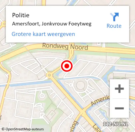 Locatie op kaart van de 112 melding: Politie Amersfoort, Jonkvrouw Foeytweg op 4 juni 2021 11:50