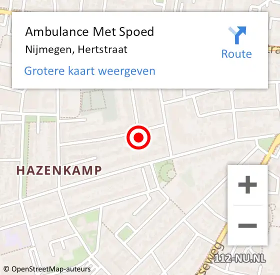Locatie op kaart van de 112 melding: Ambulance Met Spoed Naar Nijmegen, Hertstraat op 4 juni 2021 12:09