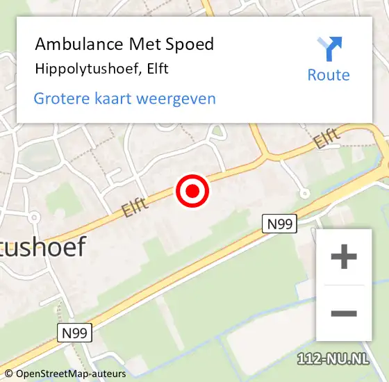 Locatie op kaart van de 112 melding: Ambulance Met Spoed Naar Hippolytushoef, Elft op 4 juni 2021 12:14
