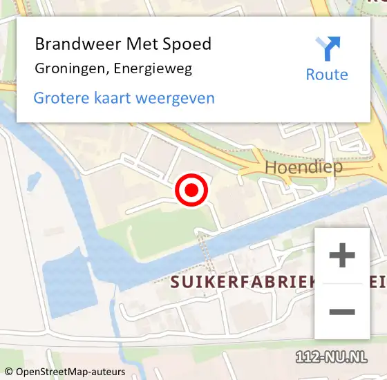 Locatie op kaart van de 112 melding: Brandweer Met Spoed Naar Groningen, Energieweg op 4 juni 2021 12:39