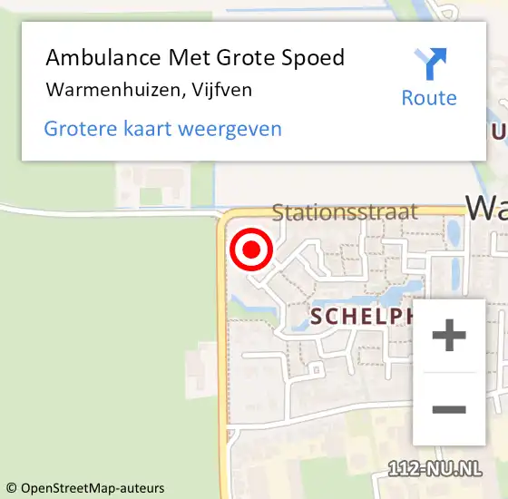 Locatie op kaart van de 112 melding: Ambulance Met Grote Spoed Naar Warmenhuizen, Vijfven op 4 juni 2021 12:39