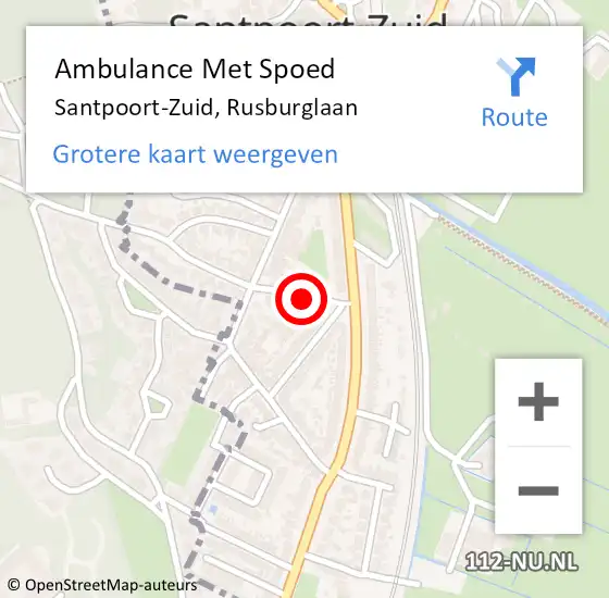 Locatie op kaart van de 112 melding: Ambulance Met Spoed Naar Santpoort-Zuid, Rusburglaan op 4 juni 2021 13:04