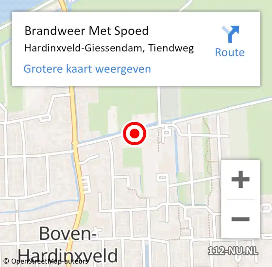 Locatie op kaart van de 112 melding: Brandweer Met Spoed Naar Hardinxveld-Giessendam, Tiendweg op 4 juni 2021 13:26