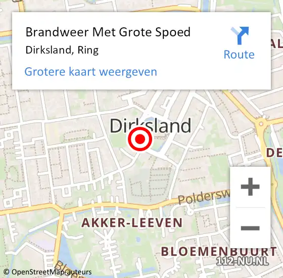 Locatie op kaart van de 112 melding: Brandweer Met Grote Spoed Naar Dirksland, Ring op 4 juni 2021 13:57