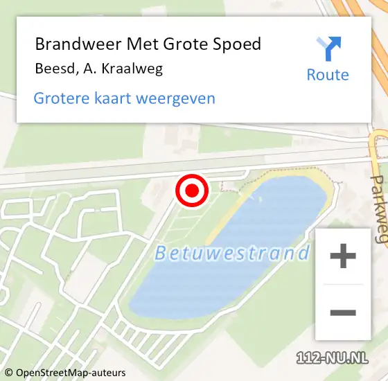 Locatie op kaart van de 112 melding: Brandweer Met Grote Spoed Naar Beesd, A. Kraalweg op 4 juni 2021 14:01