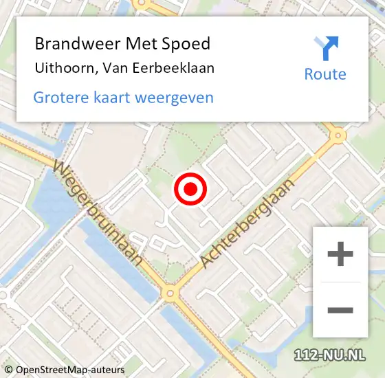 Locatie op kaart van de 112 melding: Brandweer Met Spoed Naar Uithoorn, Van Eerbeeklaan op 4 juni 2021 14:25