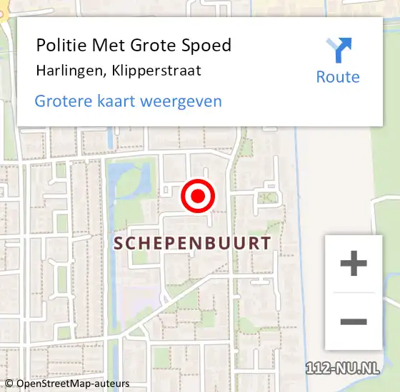 Locatie op kaart van de 112 melding: Politie Met Grote Spoed Naar Harlingen, Klipperstraat op 4 juni 2021 14:44