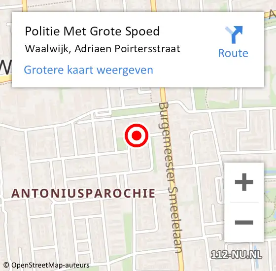 Locatie op kaart van de 112 melding: Politie Met Grote Spoed Naar Waalwijk, Adriaen Poirtersstraat op 4 juni 2021 15:09