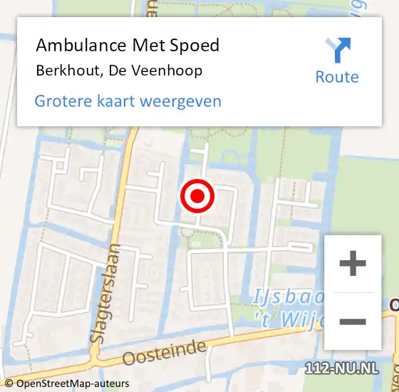 Locatie op kaart van de 112 melding: Ambulance Met Spoed Naar Berkhout, De Veenhoop op 4 juni 2021 15:47