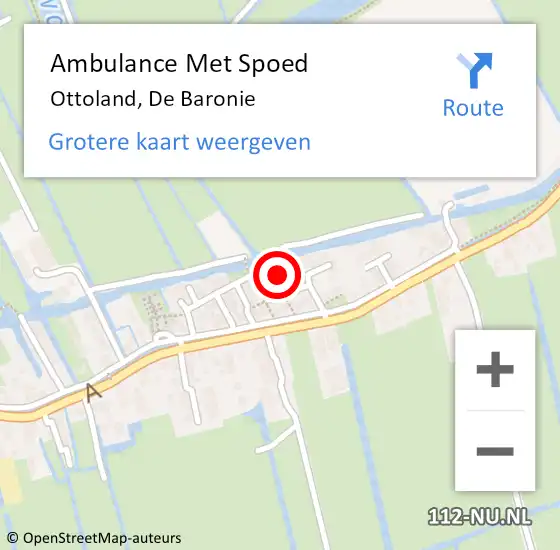 Locatie op kaart van de 112 melding: Ambulance Met Spoed Naar Ottoland, De Baronie op 4 juni 2021 16:02