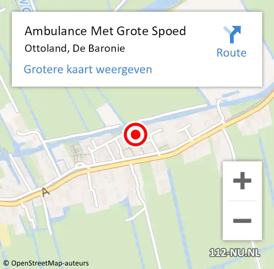 Locatie op kaart van de 112 melding: Ambulance Met Grote Spoed Naar Ottoland, De Baronie op 4 juni 2021 16:03