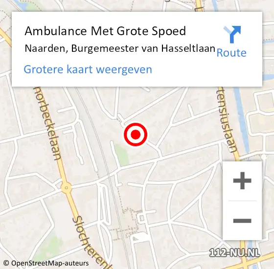 Locatie op kaart van de 112 melding: Ambulance Met Grote Spoed Naar Naarden, Burgemeester van Hasseltlaan op 4 juni 2021 16:10