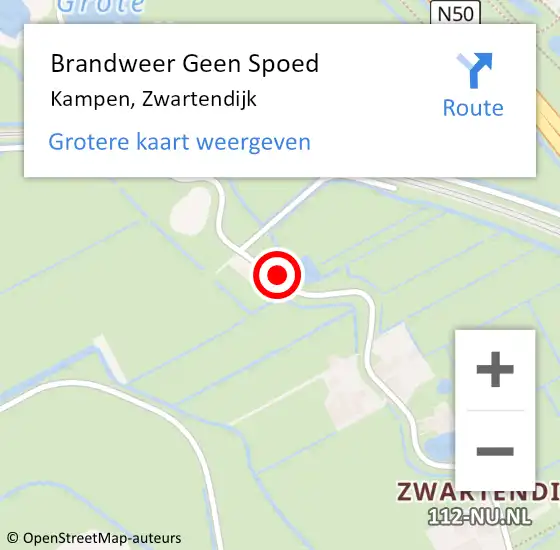 Locatie op kaart van de 112 melding: Brandweer Geen Spoed Naar Kampen, Zwartendijk op 4 juni 2021 16:31