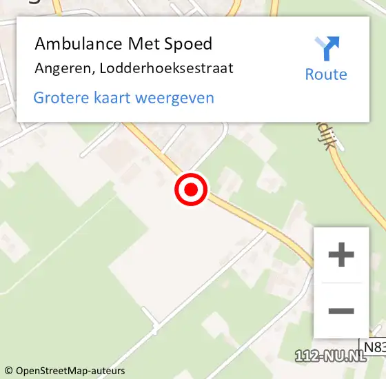 Locatie op kaart van de 112 melding: Ambulance Met Spoed Naar Angeren, Lodderhoeksestraat op 4 juni 2021 16:37