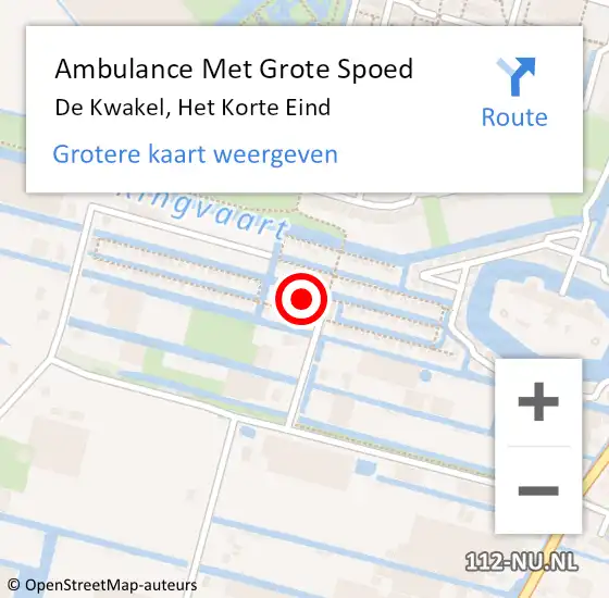 Locatie op kaart van de 112 melding: Ambulance Met Grote Spoed Naar De Kwakel, Het Korte Eind op 4 juni 2021 16:46