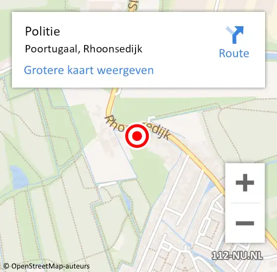 Locatie op kaart van de 112 melding: Politie Poortugaal, Rhoonsedijk op 4 juni 2021 17:29