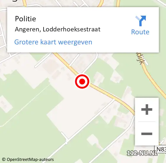 Locatie op kaart van de 112 melding: Politie Angeren, Lodderhoeksestraat op 4 juni 2021 17:38