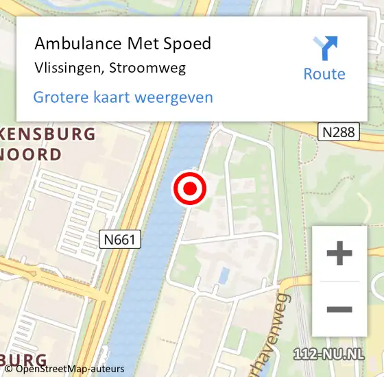 Locatie op kaart van de 112 melding: Ambulance Met Spoed Naar Vlissingen, Stroomweg op 12 juni 2014 11:30