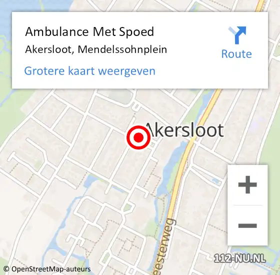 Locatie op kaart van de 112 melding: Ambulance Met Spoed Naar Akersloot, Mendelssohnplein op 4 juni 2021 17:53