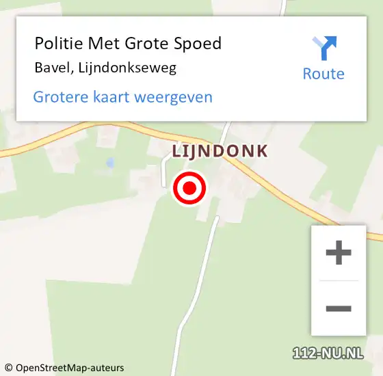 Locatie op kaart van de 112 melding: Politie Met Grote Spoed Naar Bavel, Lijndonkseweg op 4 juni 2021 18:14