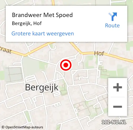 Locatie op kaart van de 112 melding: Brandweer Met Spoed Naar Bergeijk, Hof op 4 juni 2021 18:26