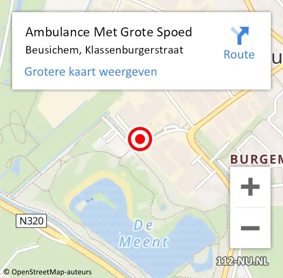 Locatie op kaart van de 112 melding: Ambulance Met Grote Spoed Naar Beusichem, Klassenburgerstraat op 4 juni 2021 18:29