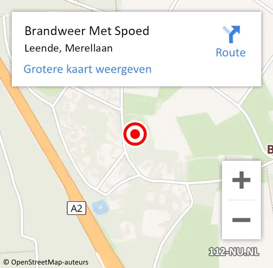 Locatie op kaart van de 112 melding: Brandweer Met Spoed Naar Leende, Merellaan op 4 juni 2021 18:37