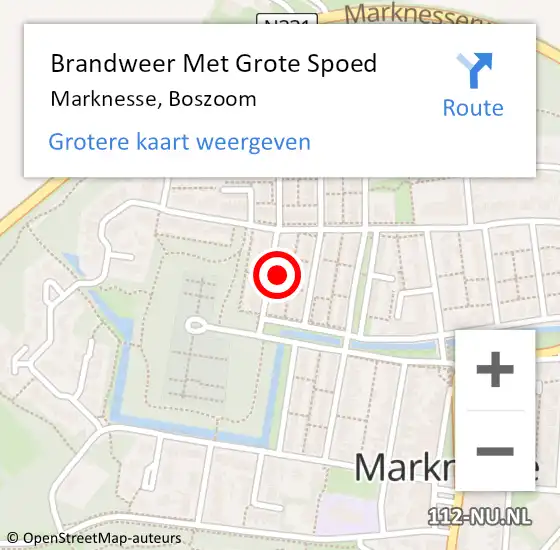 Locatie op kaart van de 112 melding: Brandweer Met Grote Spoed Naar Marknesse, Boszoom op 4 juni 2021 18:53