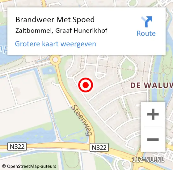 Locatie op kaart van de 112 melding: Brandweer Met Spoed Naar Zaltbommel, Graaf Hunerikhof op 4 juni 2021 19:27