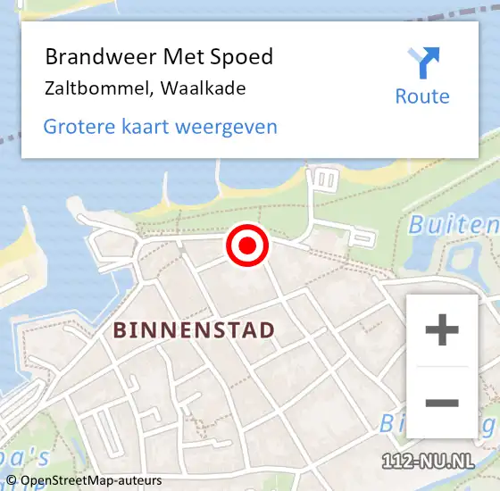 Locatie op kaart van de 112 melding: Brandweer Met Spoed Naar Zaltbommel, Waalkade op 4 juni 2021 19:28