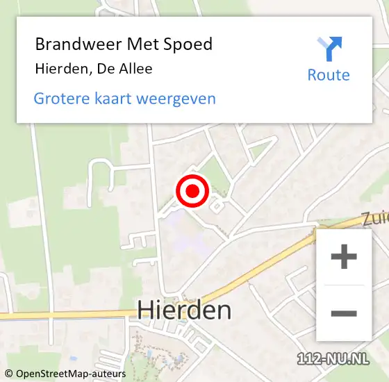 Locatie op kaart van de 112 melding: Brandweer Met Spoed Naar Hierden, De Allee op 4 juni 2021 19:37