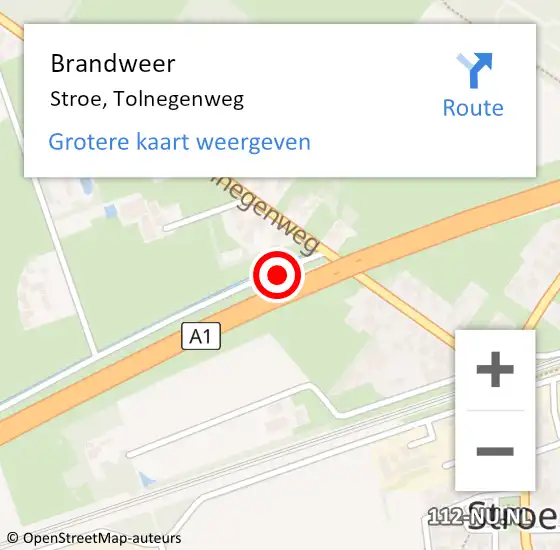 Locatie op kaart van de 112 melding: Brandweer Stroe, Tolnegenweg op 4 juni 2021 19:56