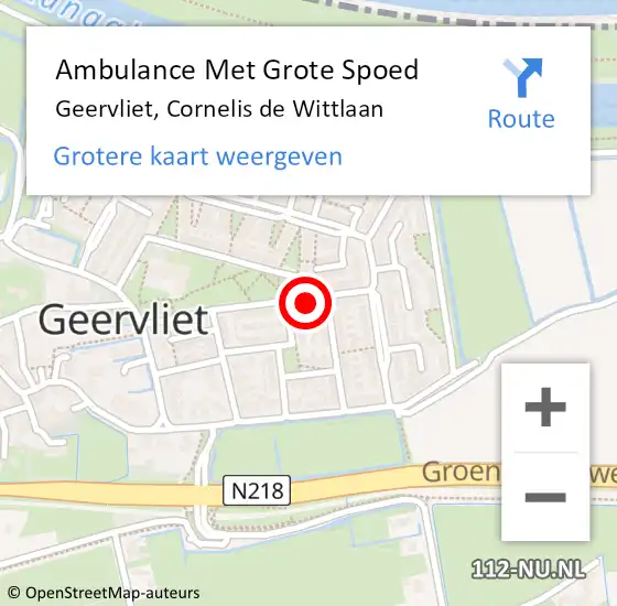 Locatie op kaart van de 112 melding: Ambulance Met Grote Spoed Naar Geervliet, Cornelis de Wittlaan op 4 juni 2021 20:05