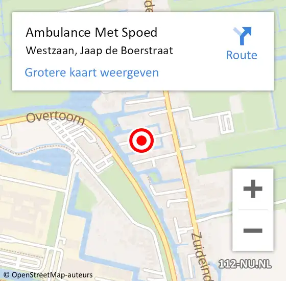 Locatie op kaart van de 112 melding: Ambulance Met Spoed Naar Westzaan, Jaap de Boerstraat op 4 juni 2021 20:30