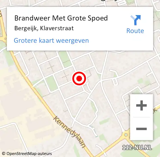 Locatie op kaart van de 112 melding: Brandweer Met Grote Spoed Naar Bergeijk, Klaverstraat op 4 juni 2021 21:22