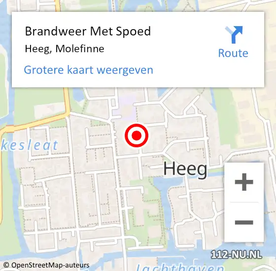 Locatie op kaart van de 112 melding: Brandweer Met Spoed Naar Heeg, Molefinne op 4 juni 2021 21:45