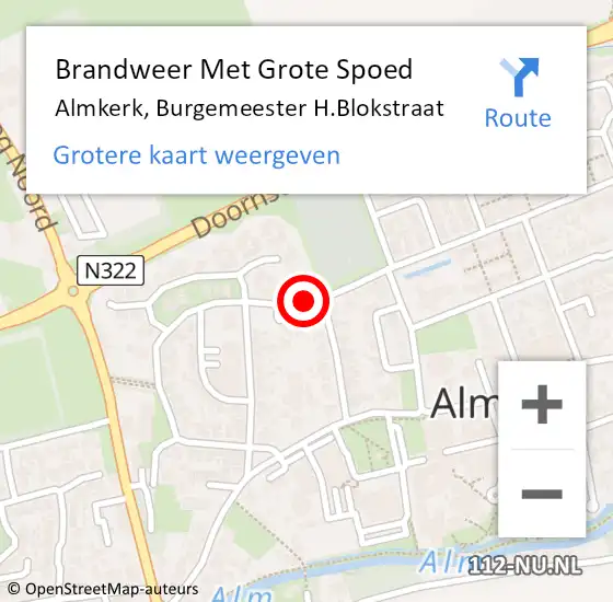 Locatie op kaart van de 112 melding: Brandweer Met Grote Spoed Naar Almkerk, Burgemeester H.Blokstraat op 4 juni 2021 21:58