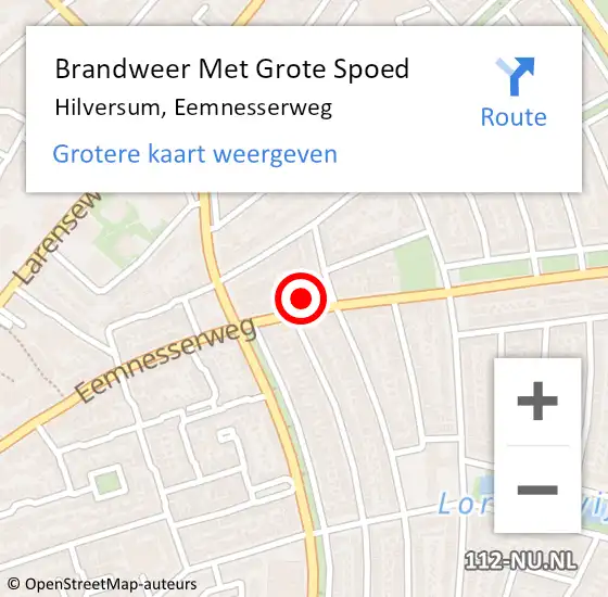 Locatie op kaart van de 112 melding: Brandweer Met Grote Spoed Naar Hilversum, Eemnesserweg op 4 juni 2021 22:08