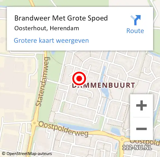 Locatie op kaart van de 112 melding: Brandweer Met Grote Spoed Naar Oosterhout, Herendam op 4 juni 2021 23:01