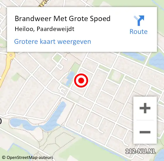 Locatie op kaart van de 112 melding: Brandweer Met Grote Spoed Naar Heiloo, Paardeweijdt op 4 juni 2021 23:17