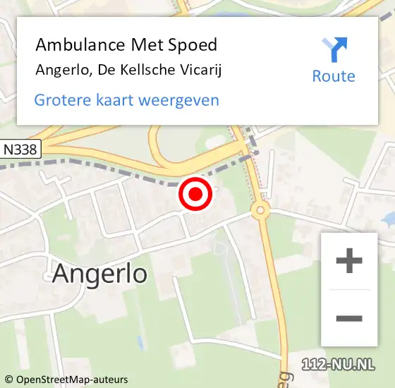 Locatie op kaart van de 112 melding: Ambulance Met Spoed Naar Angerlo, De Kellsche Vicarij op 4 juni 2021 23:19