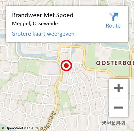 Locatie op kaart van de 112 melding: Brandweer Met Spoed Naar Meppel, Osseweide op 4 juni 2021 23:58