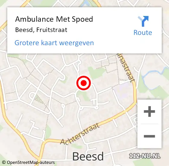 Locatie op kaart van de 112 melding: Ambulance Met Spoed Naar Beesd, Fruitstraat op 5 juni 2021 00:09