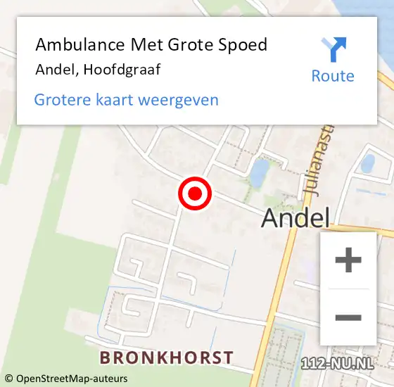 Locatie op kaart van de 112 melding: Ambulance Met Grote Spoed Naar Andel, Hoofdgraaf op 5 juni 2021 00:25