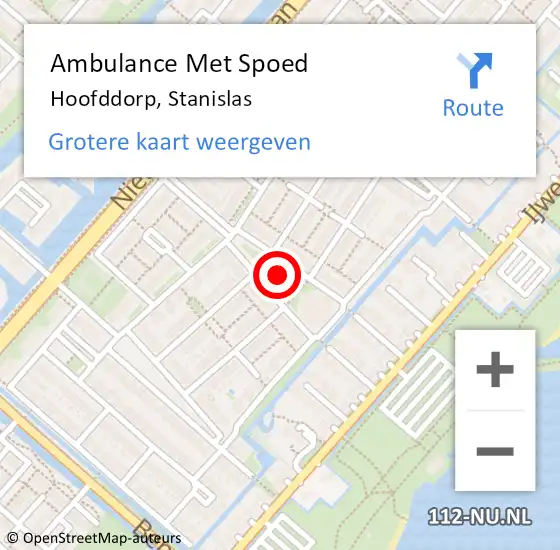 Locatie op kaart van de 112 melding: Ambulance Met Spoed Naar Hoofddorp, Stanislas op 5 juni 2021 01:22