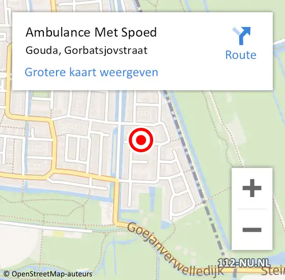 Locatie op kaart van de 112 melding: Ambulance Met Spoed Naar Gouda, Gorbatsjovstraat op 5 juni 2021 03:17