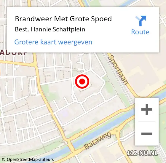 Locatie op kaart van de 112 melding: Brandweer Met Grote Spoed Naar Best, Hannie Schaftplein op 5 juni 2021 03:30