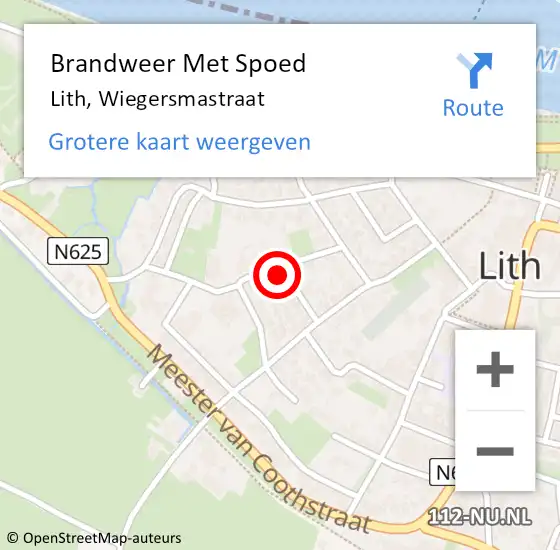 Locatie op kaart van de 112 melding: Brandweer Met Spoed Naar Lith, Wiegersmastraat op 5 juni 2021 04:25