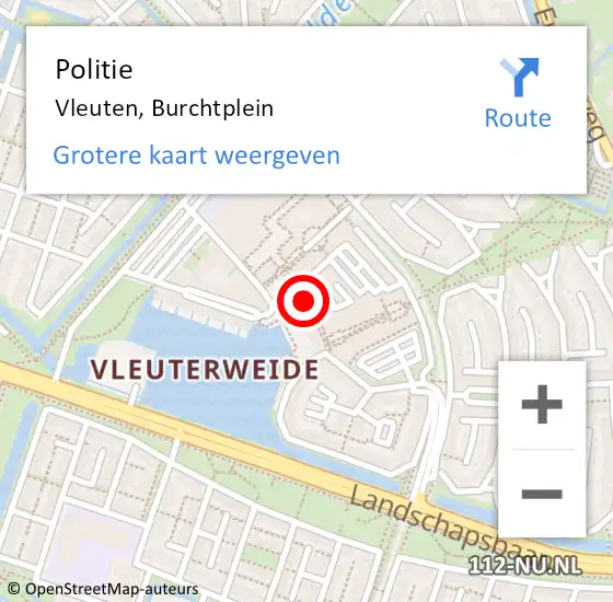 Locatie op kaart van de 112 melding: Politie Vleuten, Burchtplein op 5 juni 2021 04:37